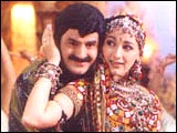 Balakrishna and Sonali Bendre in Palnati Brahmanaidu