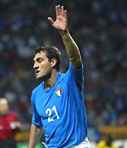 Christian Vieri celebrates his first goal.