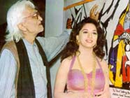 M F Husain with Madhuri Dixit 